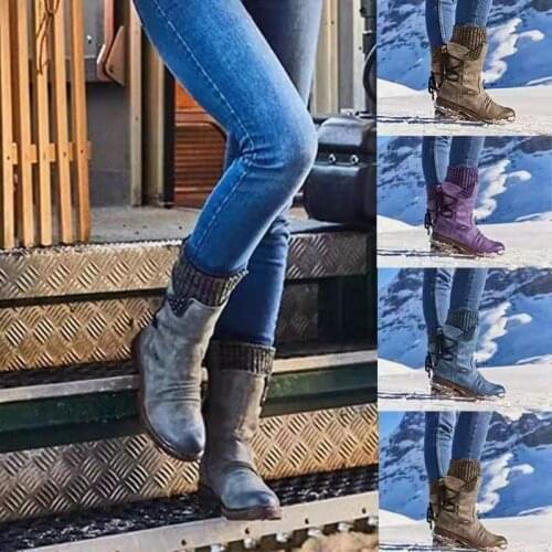 2021 autumn and winter new woolen mouth snow boots after the tie-up plus size Martin boots women