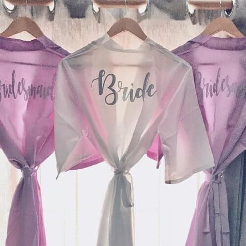 Personalize silver letter kimono personalised satin pajamas wedding robe bridesmaid sister mother of the bride robes pajamas