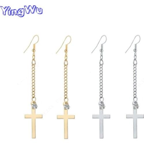 Simple Long Earrings Cross Dangle With CZ Earrings For Charm Women Gift Jewelry