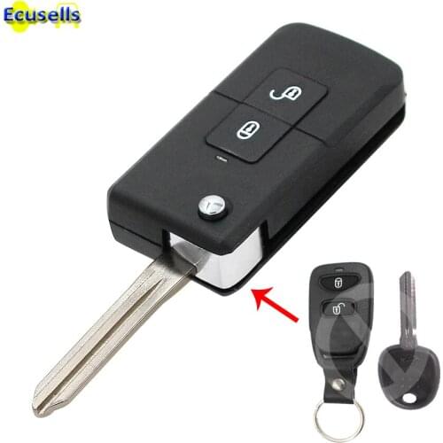 Folding flip Remote Key Shell 2 Button For Hyundai Santa Fe With Battery Holder