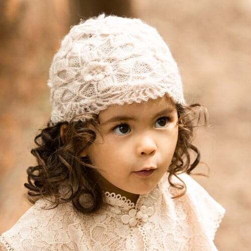 X030 Kids Hand Made Knitting Hats Teens Hand-Woven Double-Layer Warm Hats Girls Knitted Toque Caps Adjustable Size