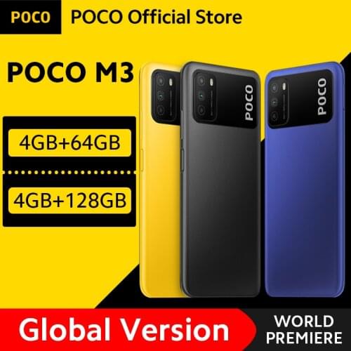 [World Premiere In Stock] Global Version POCO M3 Smartphone 4GB 128GB Snapdragon 662 6.53" display 6000mAh 48MP Camera Cellphone