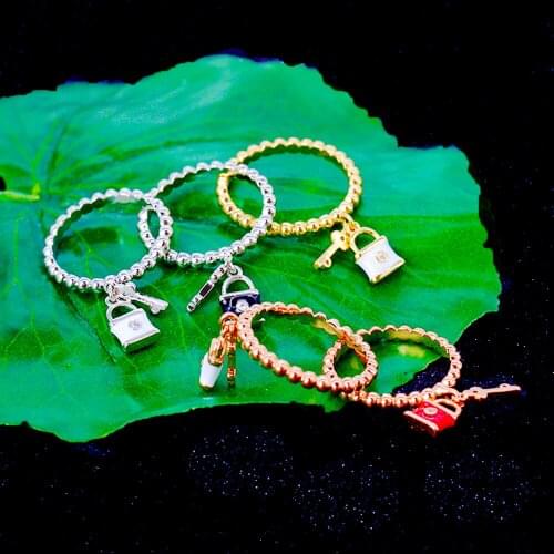 TIRIM Trendy Lock Key Charm Cubic Zirconia Finger Bead Rings for Women and Girls Crystal Fashion Bague Anillo Jewelry Gifts