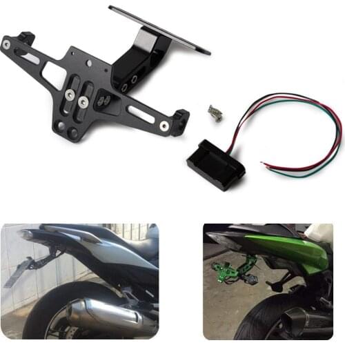 Universal CNC Motorcycle Rear License Plate Holder Mount with Turn Signal Light License Plate Frame Bracket Stand for All Car