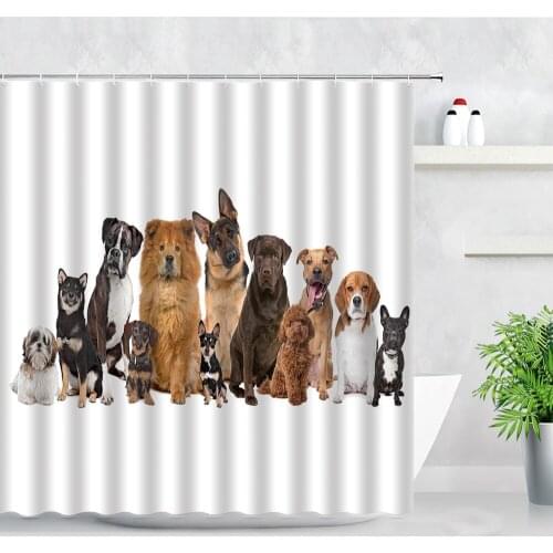 3D Cute Cat Dog Shower Curtains Waterproof Fabric With Hooks Bathtub Screen Funny Animals Modern Home Decor Bathroom Curtain Set