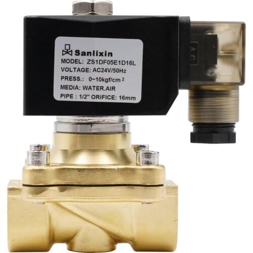 ZS Seriess 2/2-Way Large diameter Direct Acting Normally Closed Solenoid Valve AC24V G3/8" to G2" Brass Electric Solenoid Valve