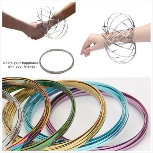 1PCS Anti-stress Magic Ring Toroflux Funny Flow Ring Kinetic Spring Toys Outdoor Game Intelligent Toys Gift For Children B1079
