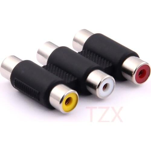 1pcs Hot Converter 3RCA Female to 3RCA Female Extension Adapter Adaptor Connector for AV Audio Video