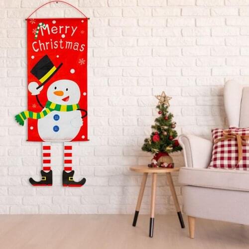 1pc Merry Christmas Banner Non-Woven Santa Claus Elk Snowman Hanging Cloth Pendant New Year 2022 Christmas Decorations For Home