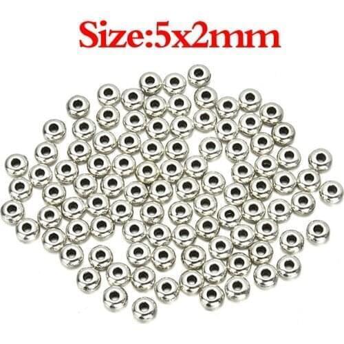 100pcs/lot Tibetan Flat Round Tiny Metal Beads 5mm Decoration Beading Spacer Accessories DIY Jewelry Making Bracelets