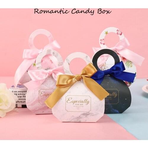 15Pcs Wedding Gift Bags Chocolate Candy DIY Gift Boxes Paper with Ribbons for Wedding Bridal Shower Baby Shower Birthday Party