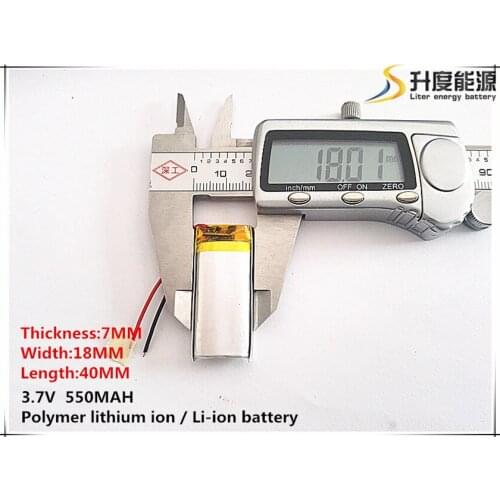 2pcs [SD] 3.7V,550mAH,[701840] Polymer lithium ion / Li-ion battery for TOY,POWER BANK,GPS,mp3,mp4,cell phone,speaker