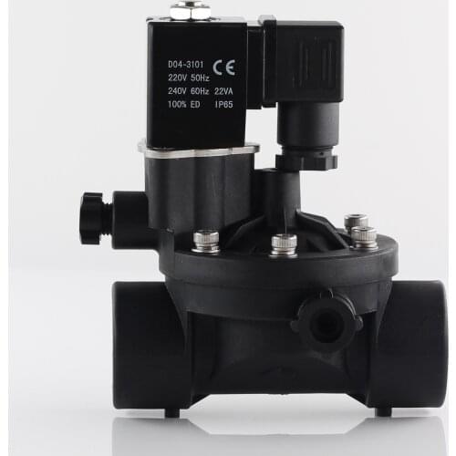 220V 2 way pilot operated plastic solenoid valve normally closed or open water valves with manual switch and flow adjustment