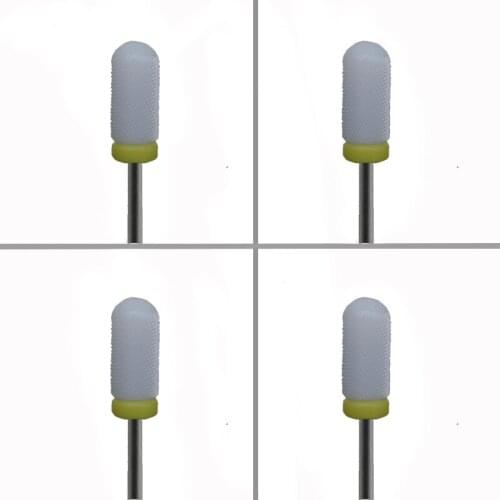 4pcs White Ceramic Nail Drill Bit - Smooth Top Bit - XF
