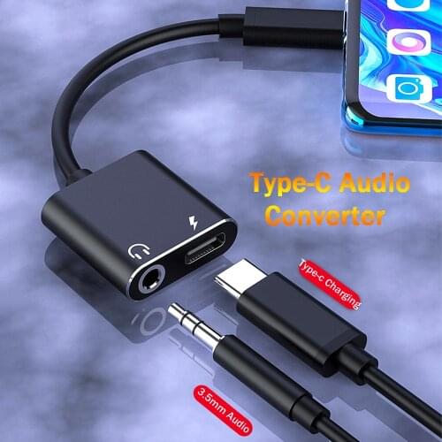 3.5mm AUX Audio Cable Headphone Jack Adapter for Huawei Mate 10 P20 PD Charging 2 in 1 USB C Converter Type C Charge Adapter