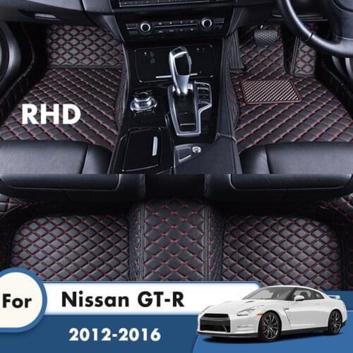 RHD Car Floor Mats For Nissan GT-R 2016 2015 2014 2013 2012 Custom Leather Auto Styling Accessories Interior Floorliners Covers