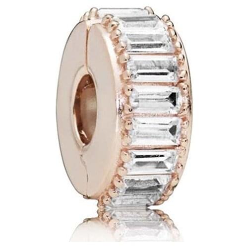 Baofu 925 Sterling Silver Fixed Clip Shiny Rose Ice Clip Charm Beaded Suitable For Original Ladies Bracelet DIY Jewelry