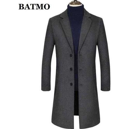 Batmo 2019 new arrival winter high quality wool thicked casual long trench coat men,mens winter warm coat,plus-size M-4XL 1880