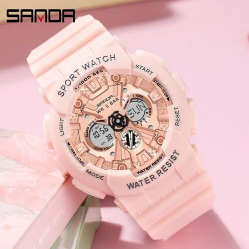 SANDA Brand Women Sports Watch Multifunction LED Analog Digital 5ATM Waterproof Military Watches Women Clock relogios masculino