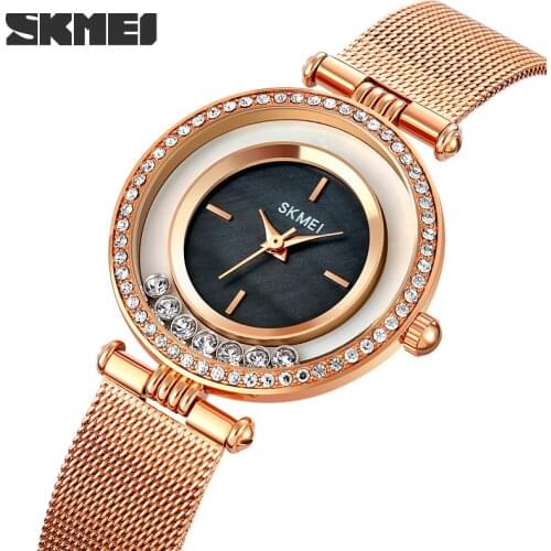Ladies dress quartz watch fashion casual womens watches mesh belt crystal wristwatch simple dial quartz hour for gift 2021