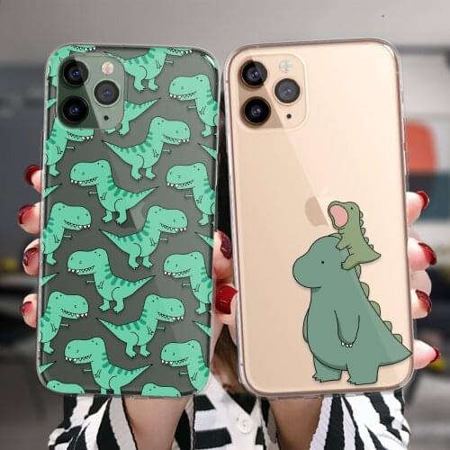 Phone Cases For iPhone 12 11 Pro XS Max 6 6S 8 7 Plus X XR 5 5S SE 2020 12Mini Cute Dinosaur Baby Soft TPU Silicone Back Cover