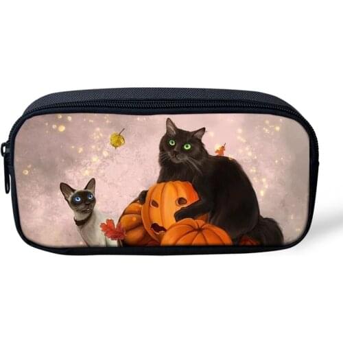 Kids Pencil Case Black Cats Prints Pattern Students Stationery Box Fantasy Animal Designer Pen Bags Girls Beauticians