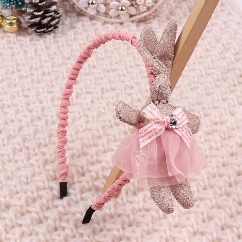 Kids Cartoon Rabbit Hairband for Girls Bunny Birthday Party Korean Headband Lace Hair Hoop Fashion Children Hair Accessories