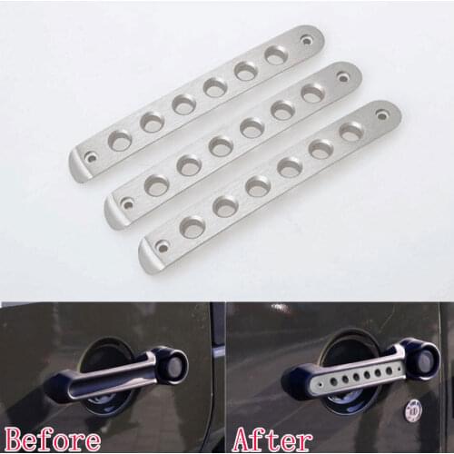 For Jeep Wrangler 3X Exterior Door Handle Bar Cover Trim Decor Moulding Aluminum Alloy Car Styling Accessories 2 Doors 2007-2015
