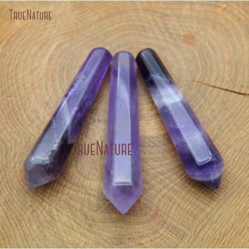 Faceted AmethystsCrystal Point Single Hexagonal Prism Amethysts Healing Chakra Loose Stone Cabochon Wire In 50x10 mm PM9633