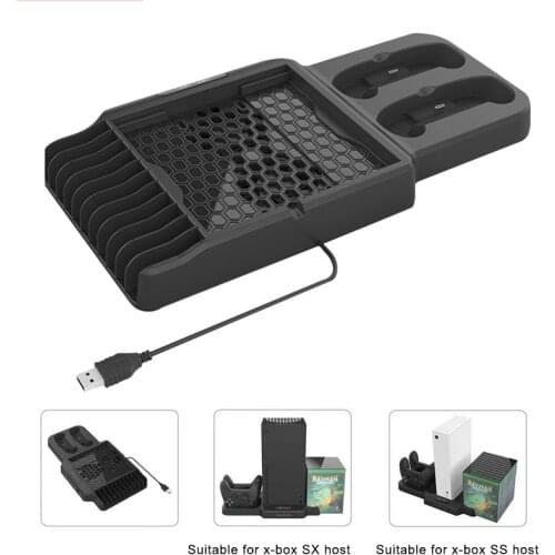 3 In 1 Game Controller Charging Dock Station Dual Gamepad Charger For Xbox Series X Games Console Disc Storage Rack Stand