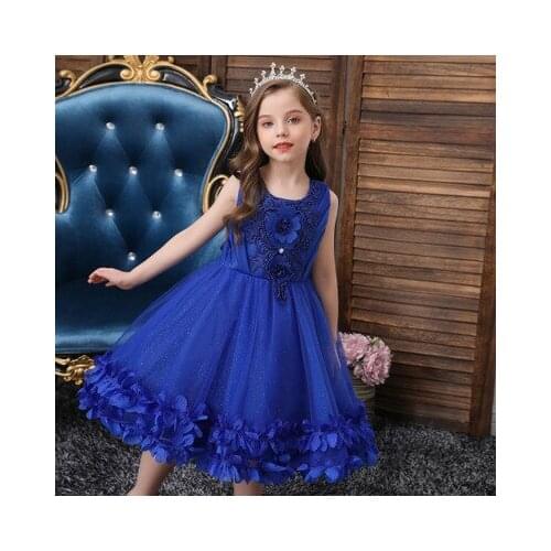 Pudcoco Baby Evening Dress Sleeveless 3D Flowers Big Bow Bead Decoration Princess Clothing 2-10 Years