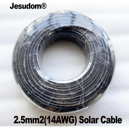 Solar Cable 100 Meters/Roll 2.5mm2 (14AWG) Red or Black PV Cable Wire Copper Conductor CE TUV Certifiction