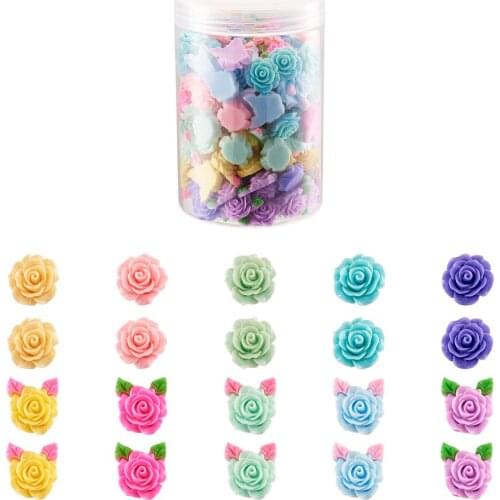 200pcs/box Resin Rose Flowers Flatback Cabochon For DIY Jewelry Making Scrapbooking Embellishment Accessories