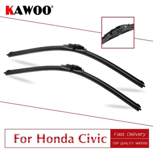 KAWOO For Honda Civic 8 9/Civic Coupe Car Soft Rubber Wipers Blades Model Year From 2005 To 2016 Fit Push Button/U Hook Arms