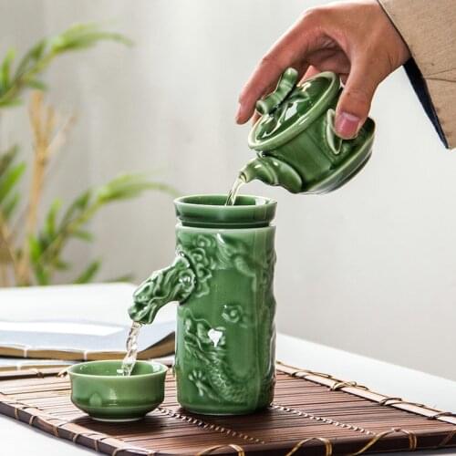 Ceramic Celadon Kung Fu Dragon Tea Strainer China Tea Set Accessories Creative Tea Filter Exquisite Porcelain Tea Cup Saucer Set
