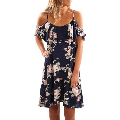 Summer Beach Dress Womens Summer Floral Ruffles Dress Off Shoulder Mini Dress Beach Partys Dress Vestidos Mujer Verano 2021