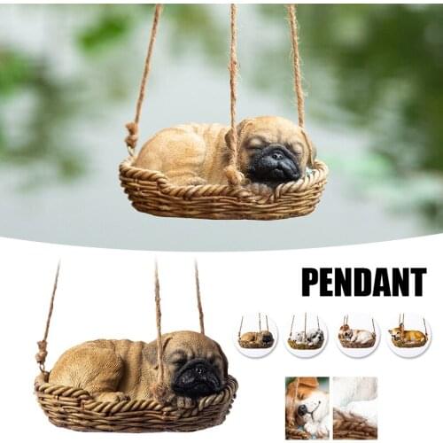 Lovely Puppy Hanging Ornament Painted Resin Animals Figurines for Home Garden Courtyard Decoration B99