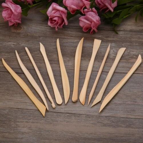 10PCS Pottery Ceramics Tools Wood Wooden Clay Modeling Tools Set Polymer Clay Shaping Sculpting Tools Kit DIY Clay Sculpture