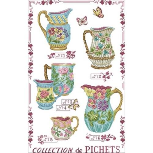 Beautiful flower pot patterns counted 11CT 14CT 18CT Cross Stitch Sets DIY Wholesale Cross-stitch Kits Embroidery Needlework
