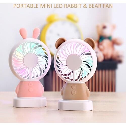 Handheld USB Fan Cooler Portable Mini Fan 800mAh Rechargeable Handy Small Desk Desktop USB Cooling Fan Cute Bear Fan