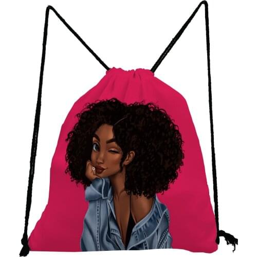 Sexy Lady Softback Bag Fashion Drawstring Bags Afro Girl Printed Backpack Unisex Shoe Bag for School Portable Travel Storage Bag