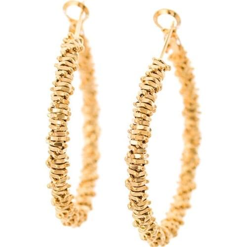 Rock textured Gold filled Hoop Earrings for women large Loop Diameter 40MM Basketball wives earrings