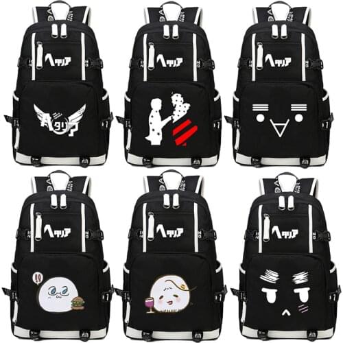 Anime Axis Powers Hetalia APH Backpack cartoon Anime Women Men Cosplay canvas Luminous Laptop Schoolbag Travel Rucksack