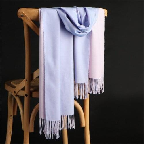 Luxury Brand 2019 Fashion Winter Warm Solid Cashmere Scarves Double Sides High Quality Long Tassels Women Thicken Wraps Shawls