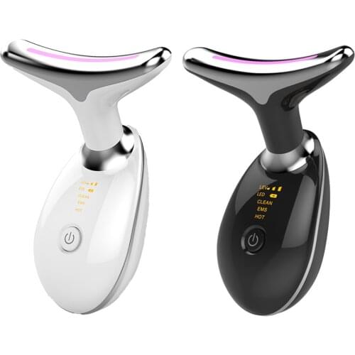 LED Photon Facial Skin Care Massager High Frequency Vibration Neck Lifting Instrument Electric Heated Anti Aging Wrinkle Remover