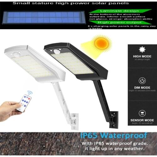 Solar led Garden Street Light Outdoor Motion Sensor Adjustable Brightness Wall flood Remote Control Lamp