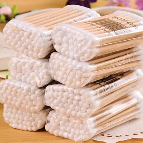 1Bag Double Head Cotton Swab Baby Care Cleaning Makeup Remover Tip Wood Tools Outdoor Emergency Medical Wound Care Dressing
