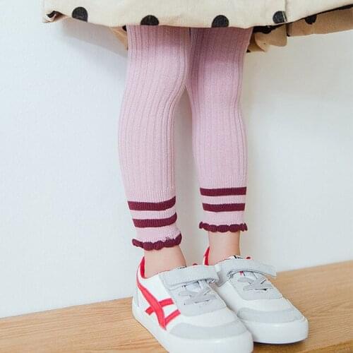 Spring summer kids girls leggings sports leisure cute curled cotton trousers for children Toddler baby pants