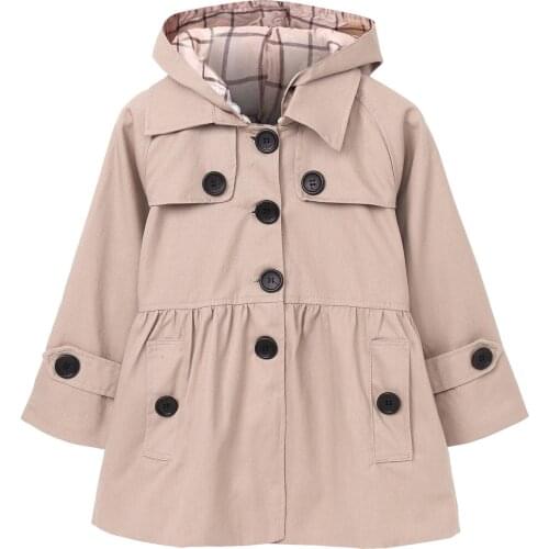 Baby Girl Windbreaker Removable Hooded Trench Coat Princess Jacket Casual Outerwear Kids Top Clothes Tighten Waist Spring Autumn