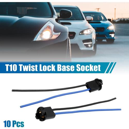 X Autohaux 10pcs DC 12V T10 168 194 Wedge Instrument Dash Light Bulb Twist Base Socket Wire Cable Adaptor for Car Connector